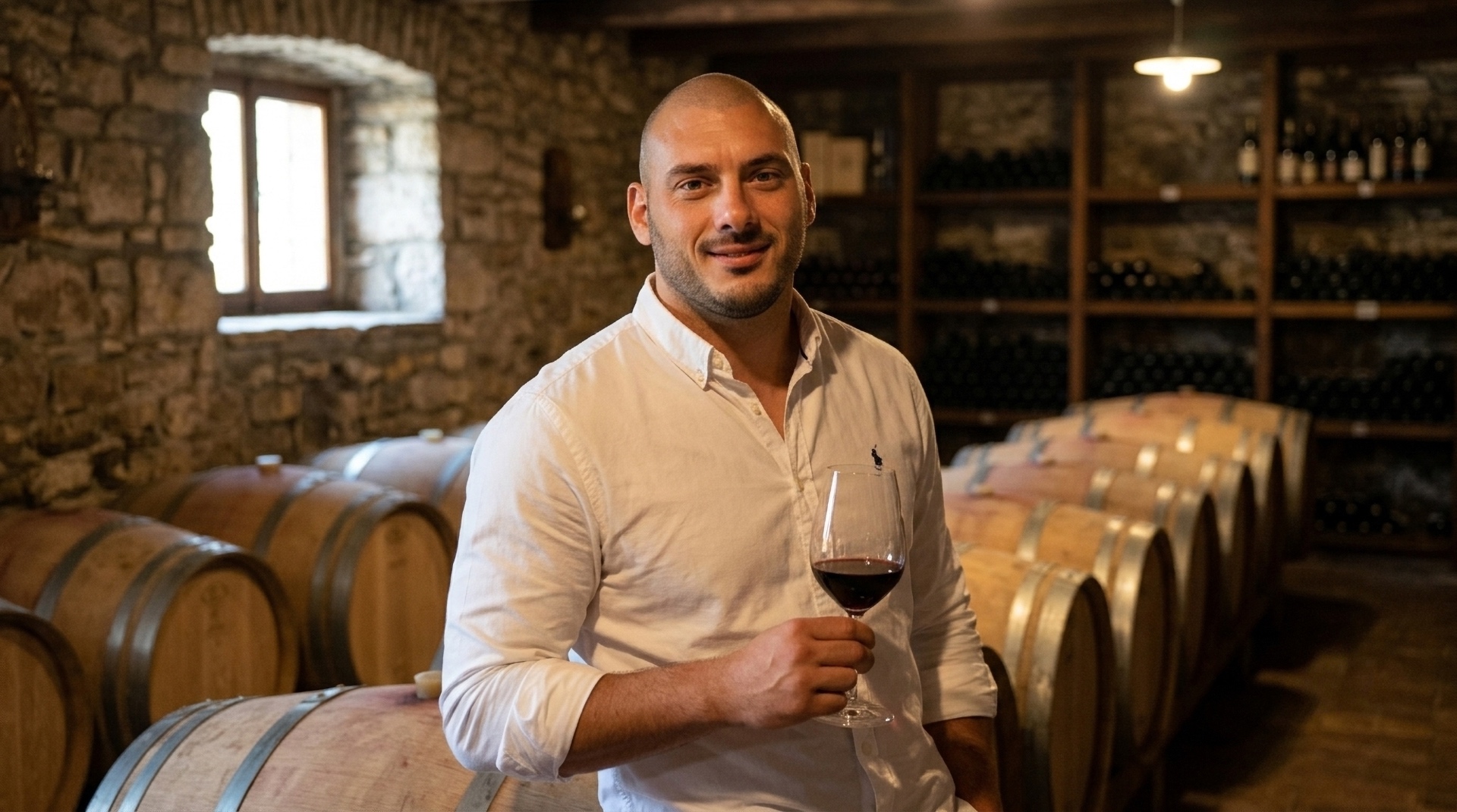 Deyan Nedyalkov, fondateur de Vinea & Vitality, dans une cave à vin bulgare